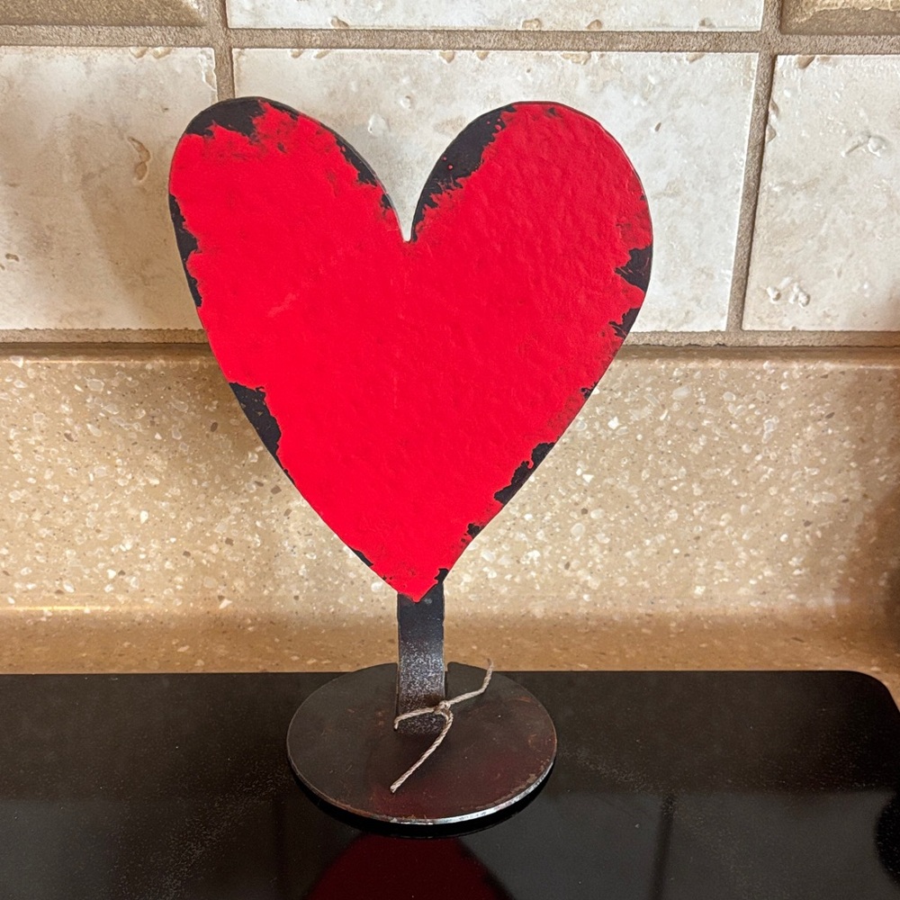 Red Heart Metal Sculpture
